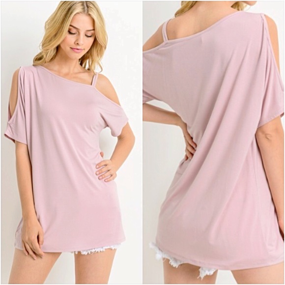 Tops - Edgy Sassy Blush Strappy Shoulder Top SM